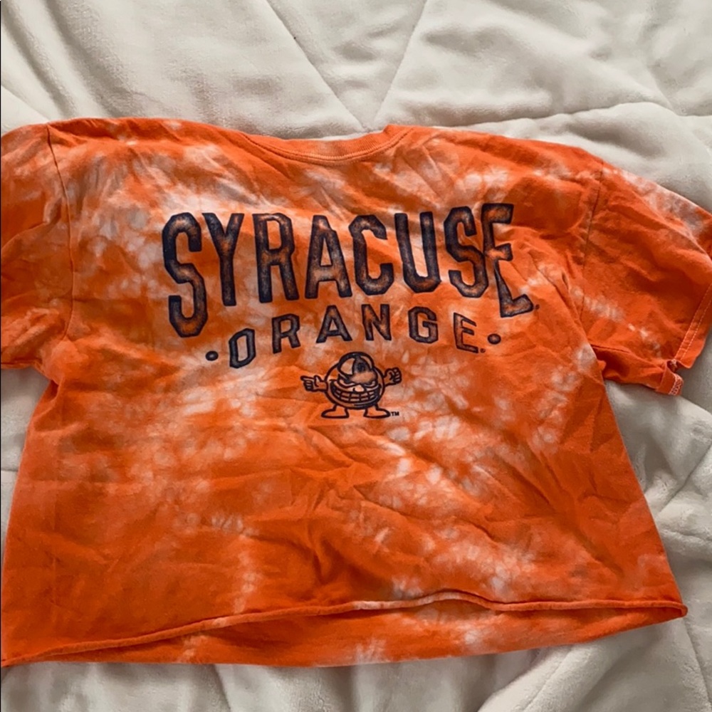 Orange Syracuse tie dye cropped tshirt.from Dennys